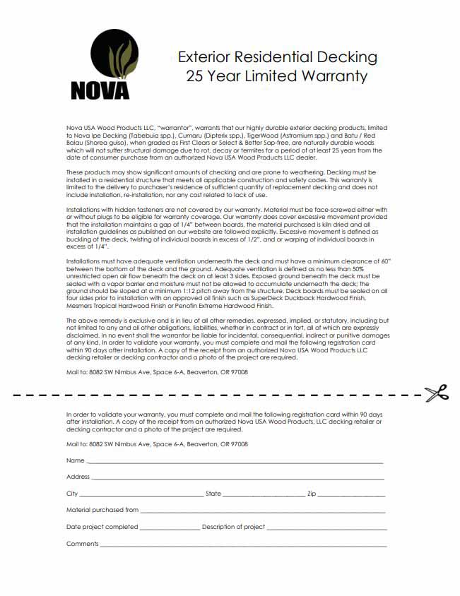 25 Year Decking Warranty